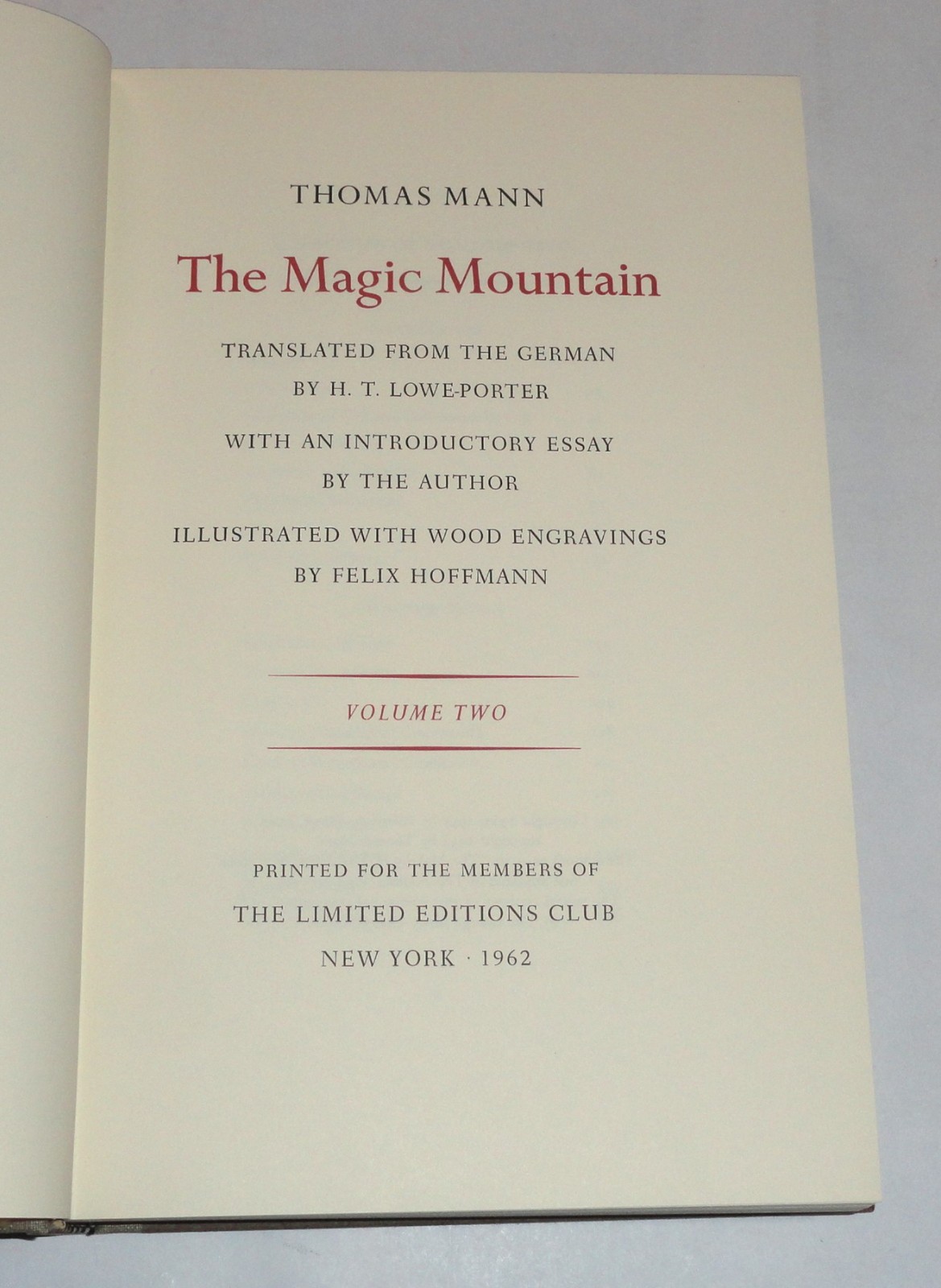 Signed Felix Hoffmann THE MAGIC MOUNTAIN Thomas Mann Limited Editions Club 2 Vol