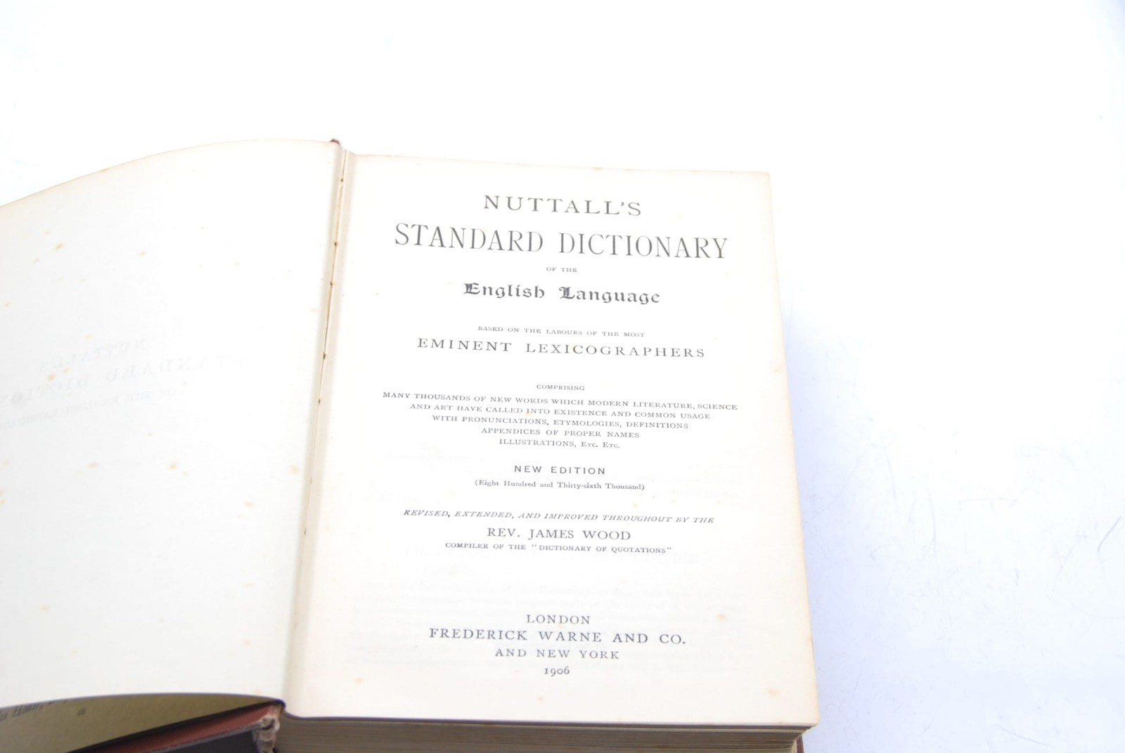 Rare Vintage Nuttalls Standard Dictionary English Language 1906 Hardcover Book