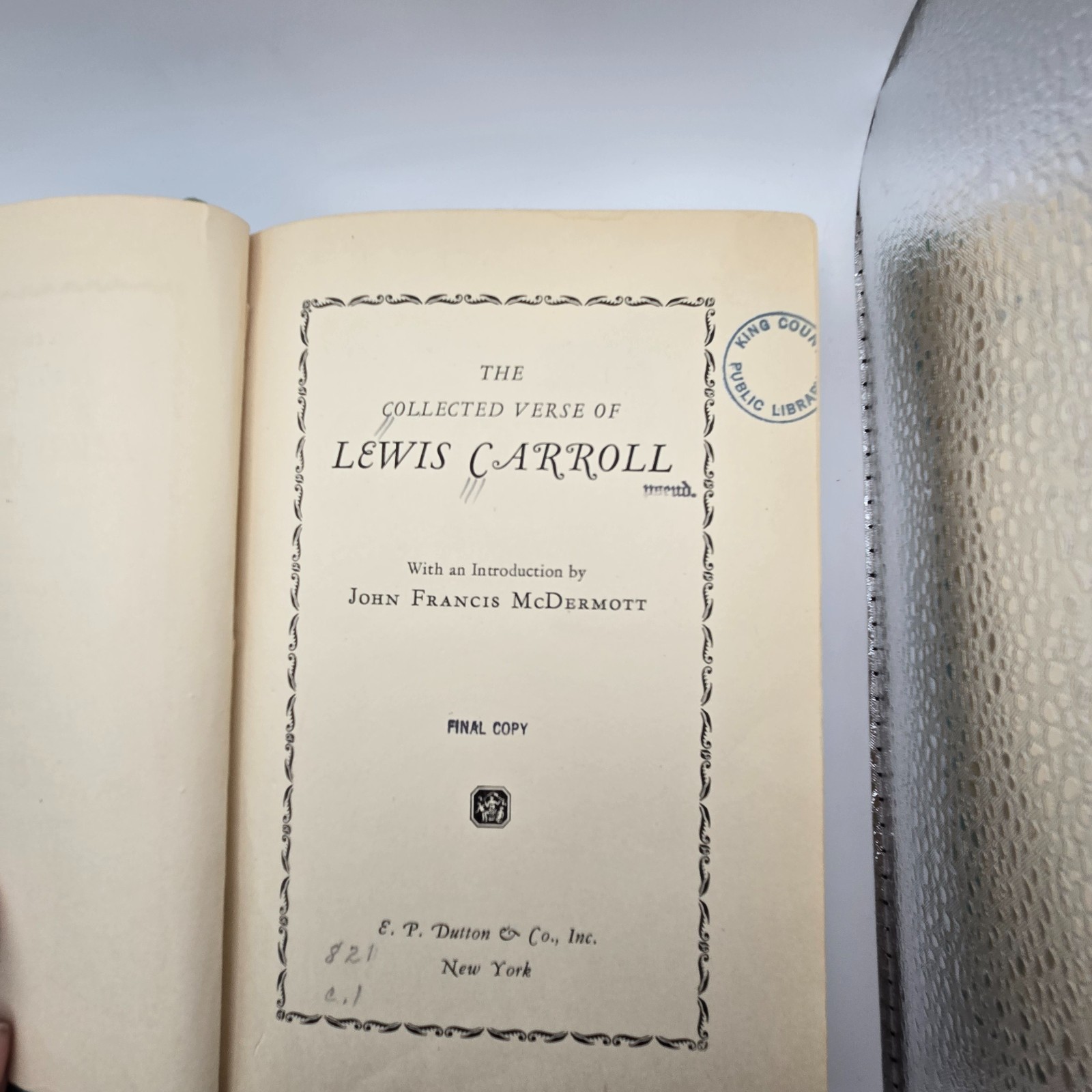 Library Book – Lewis Carroll – The Collected Verse Of – 1929 First Edition