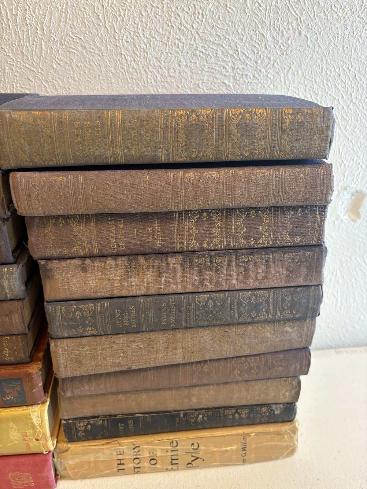 Lot of 19 Vintage Antique Hardcover Books – Mixed Titles Home Decor / Bookshelf