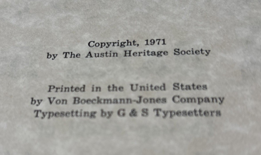 The Old Bakery Bake Book Heritage Society of Austin 1971 VTG Texas Community