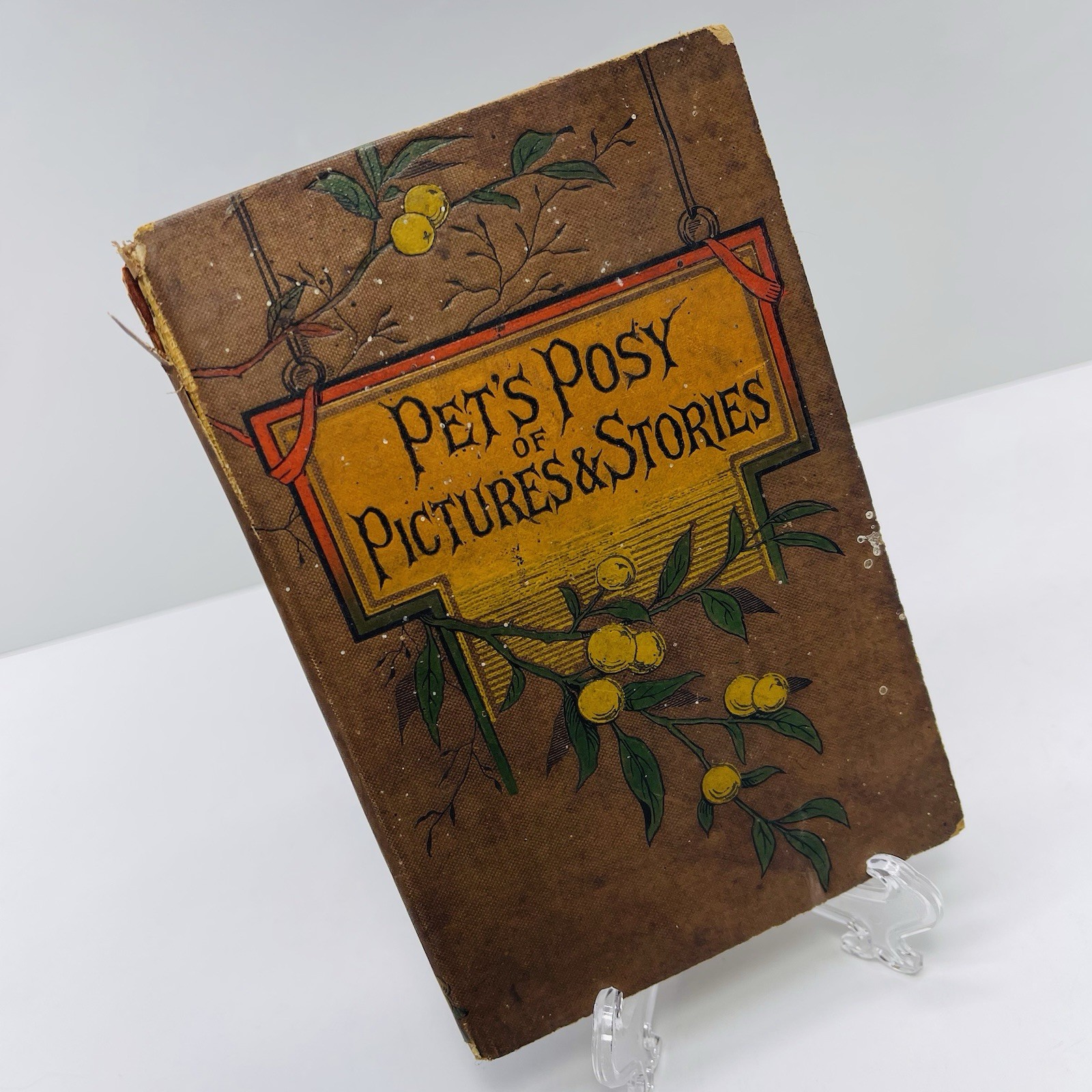Pet’s Posy of Pictures & Stories 1800’s Antique Victorian Children’s Book HC