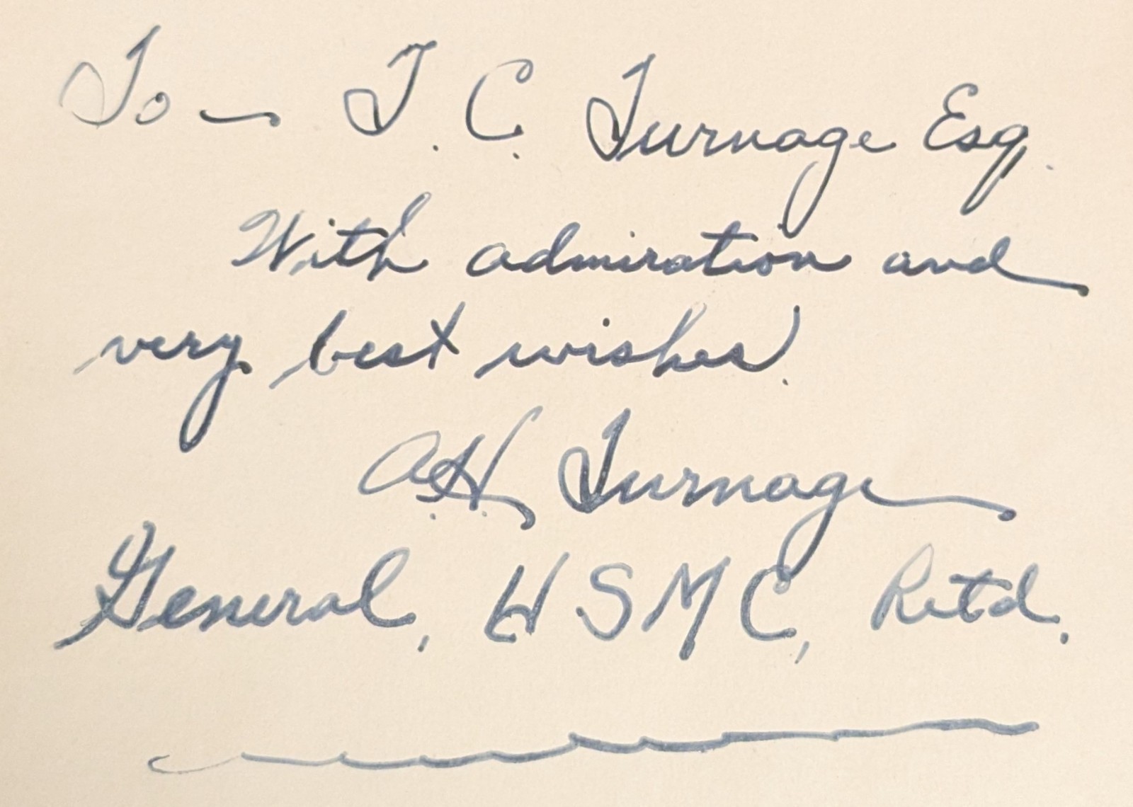 SIGNED BY GENERAL ALLEN HAL TURNAGE The Third Marine Division 1948 First Edition