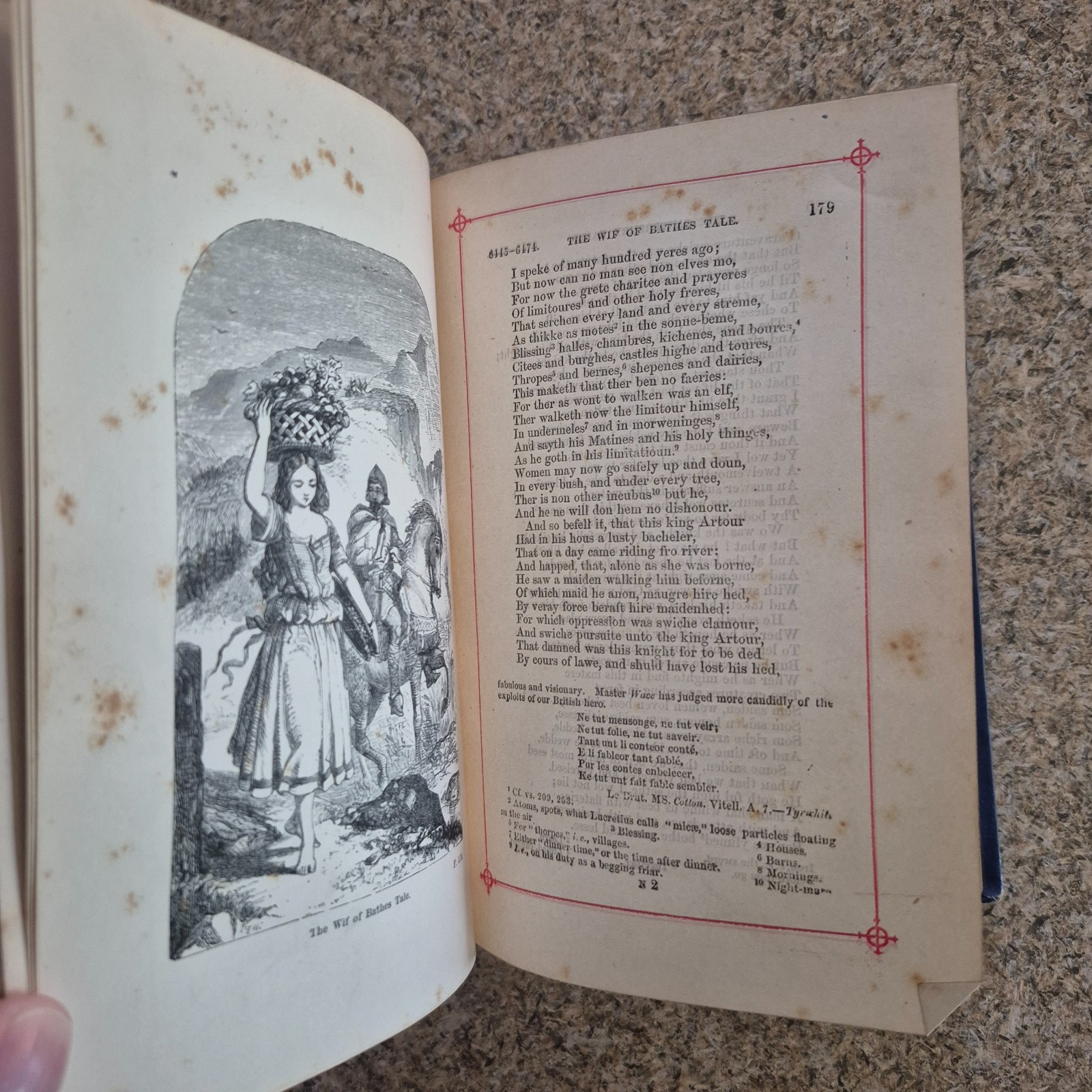 Chaucer Canterbury Tales Illustrated Blue Gilt HC Antique George Routledge