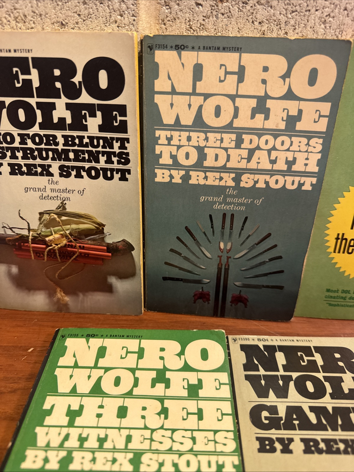 Rex Stout Book Lot (7) 1960’s 1970’s Bantam Books Gambit Three Witnesses ….