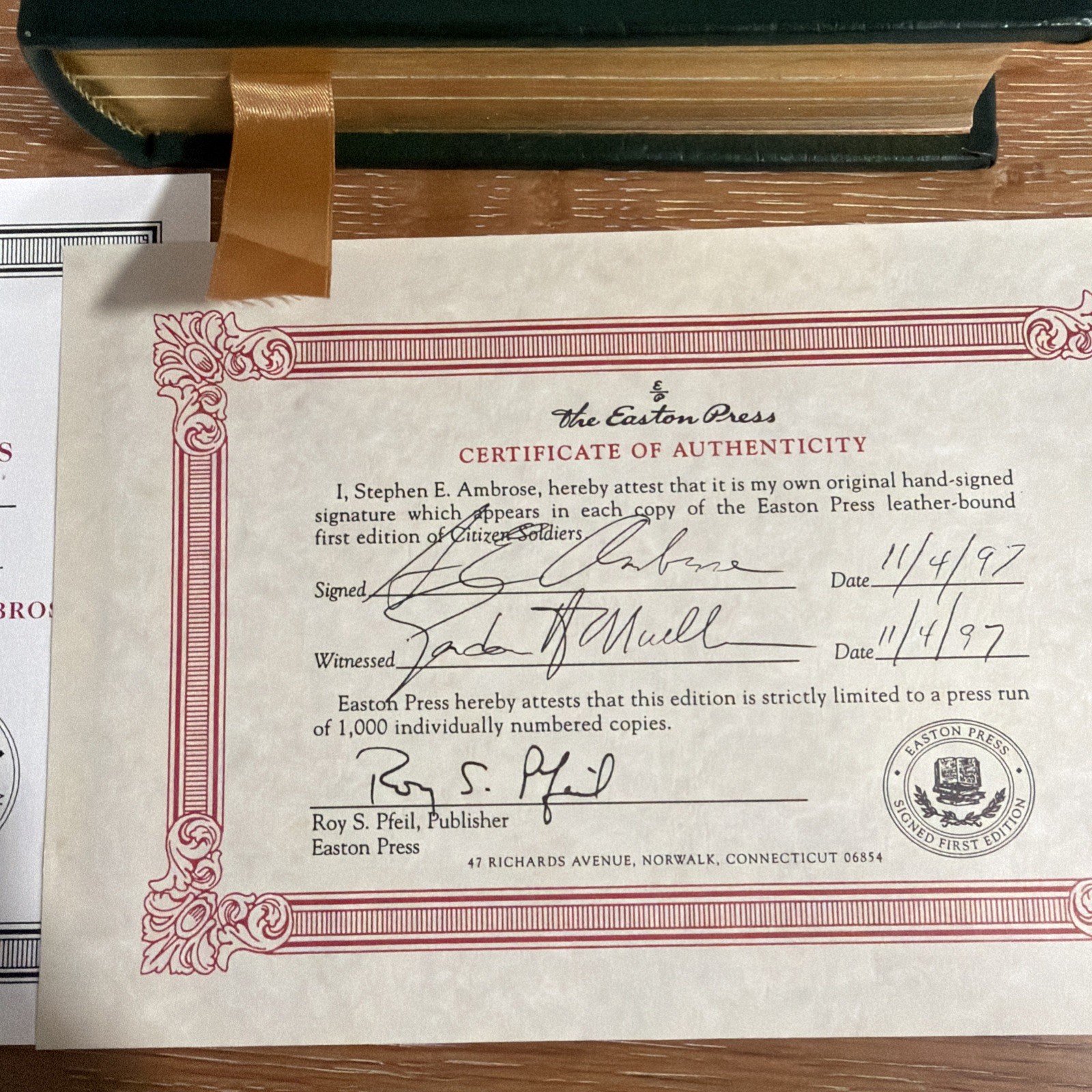 Easton Press Citizen Soldiers – Stephen E. Ambrose SIGNED 1st Edition