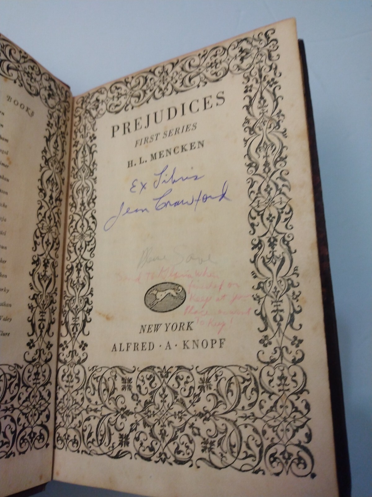 Prejudices 1 First Series Book By H. L. Mencken Alfred A. Knopf 1925