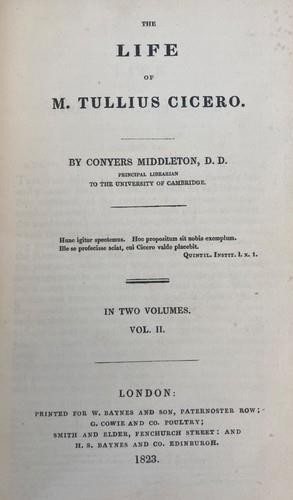 LIFE OF M. TULLIUS CICERO by Conyers Middleton 1823 in 2 Volumes FANCY LEATHER