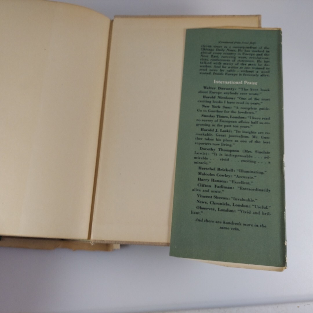 Inside Europe Again Completely Revised 1940 War Edition John Gunther HCDJ
