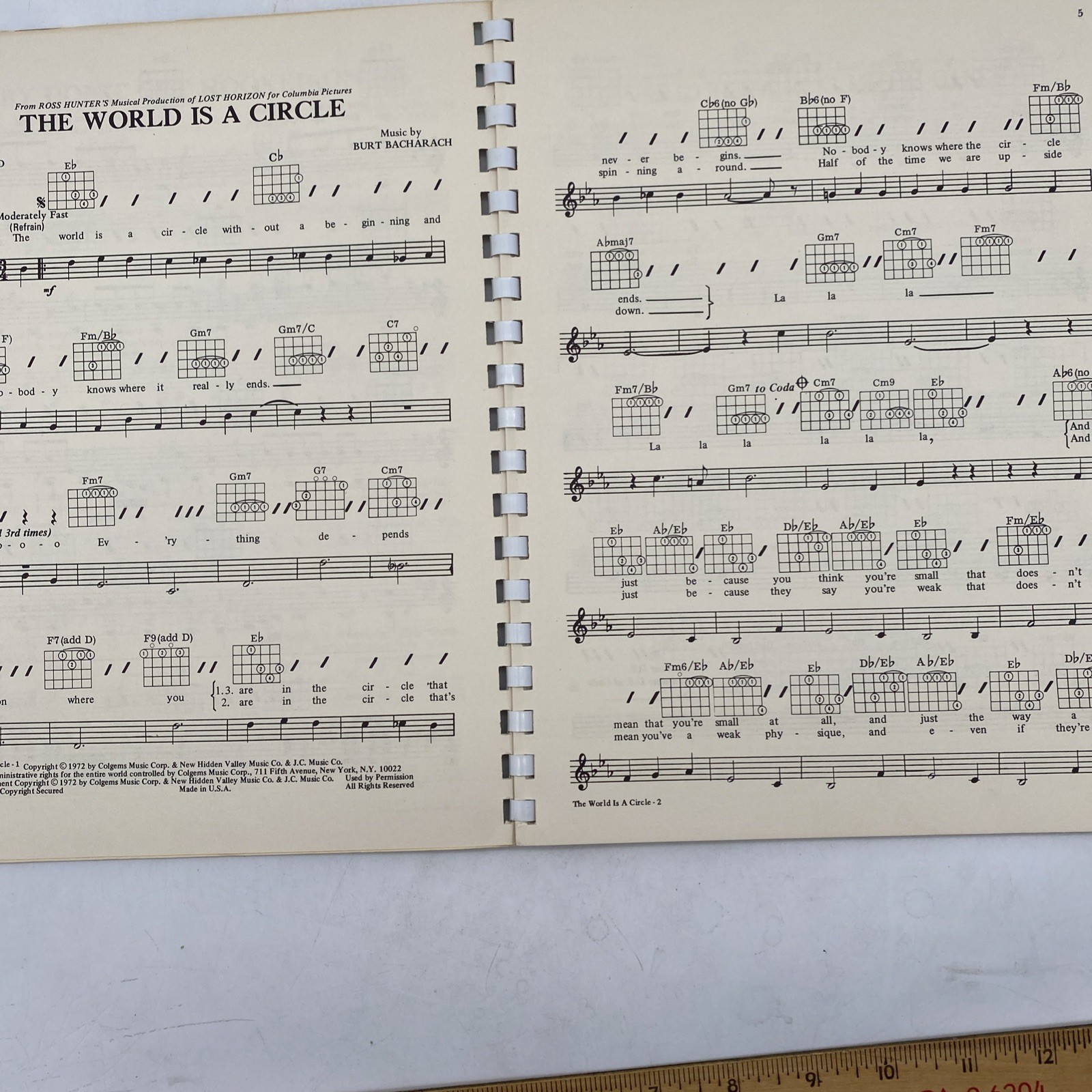 24 Carat Gold Easy Guitar Song Book 1973 Plastic Spiral Paperback