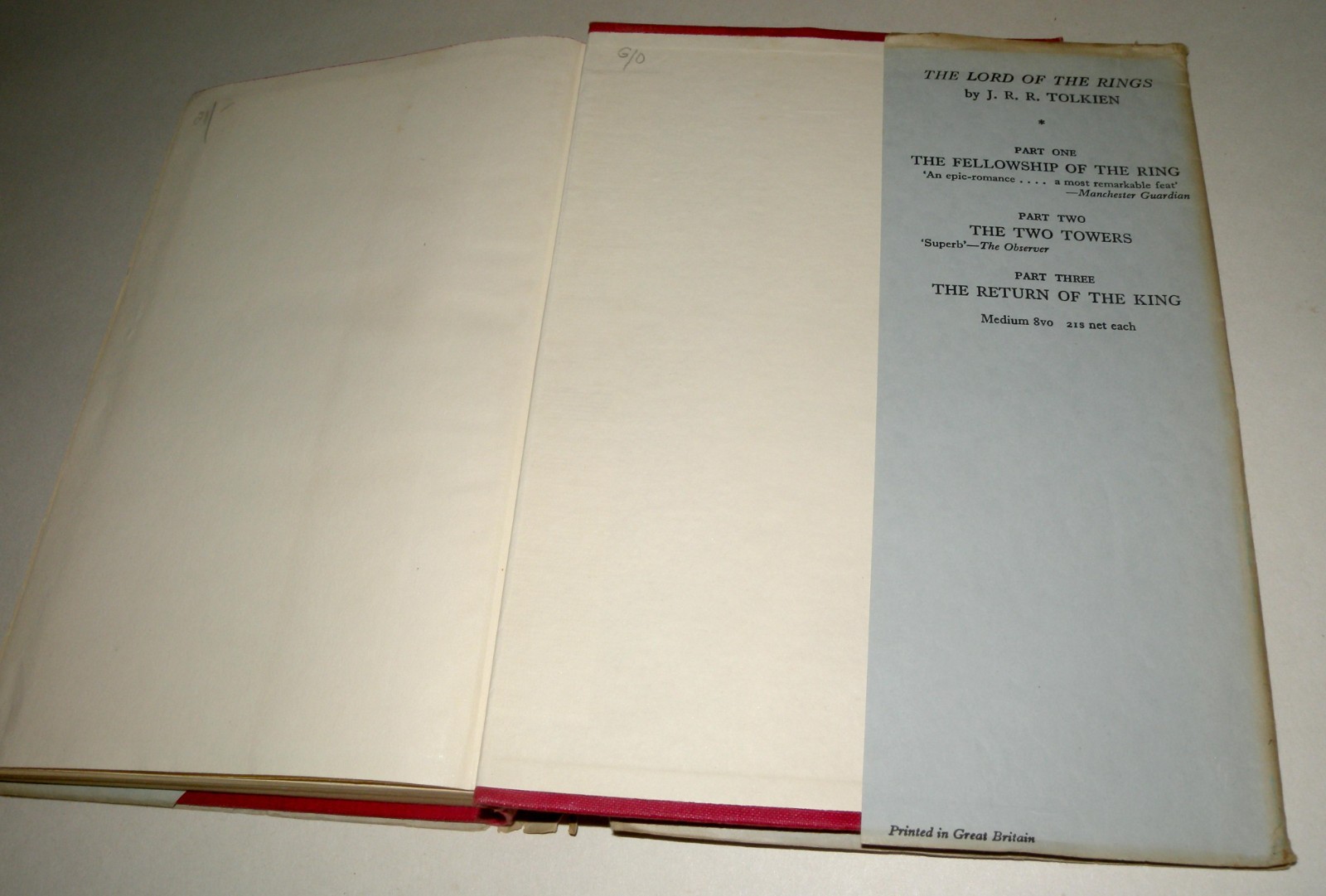 The Two Towers Tolkien 1957 1st Ed 5th Imp HB DJ Allen & Unwin