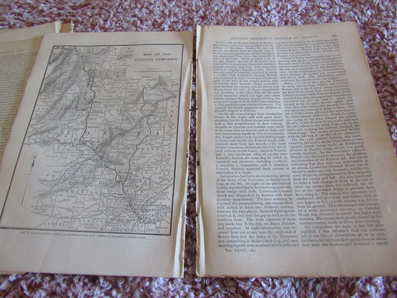 Lot 6-Antique Articles-Illustrated-1887-Civil War-Georgia-Atlanta-Bentonville