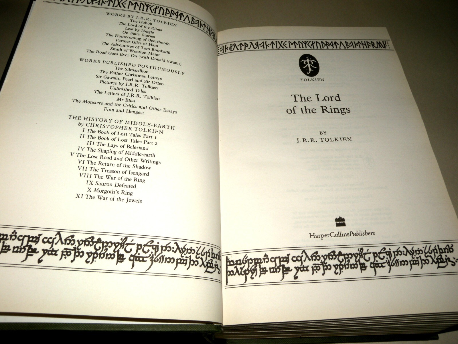 The Lord Of The Rings: J. R. R. Tolkien, 1994, Harper Collins, Hardback