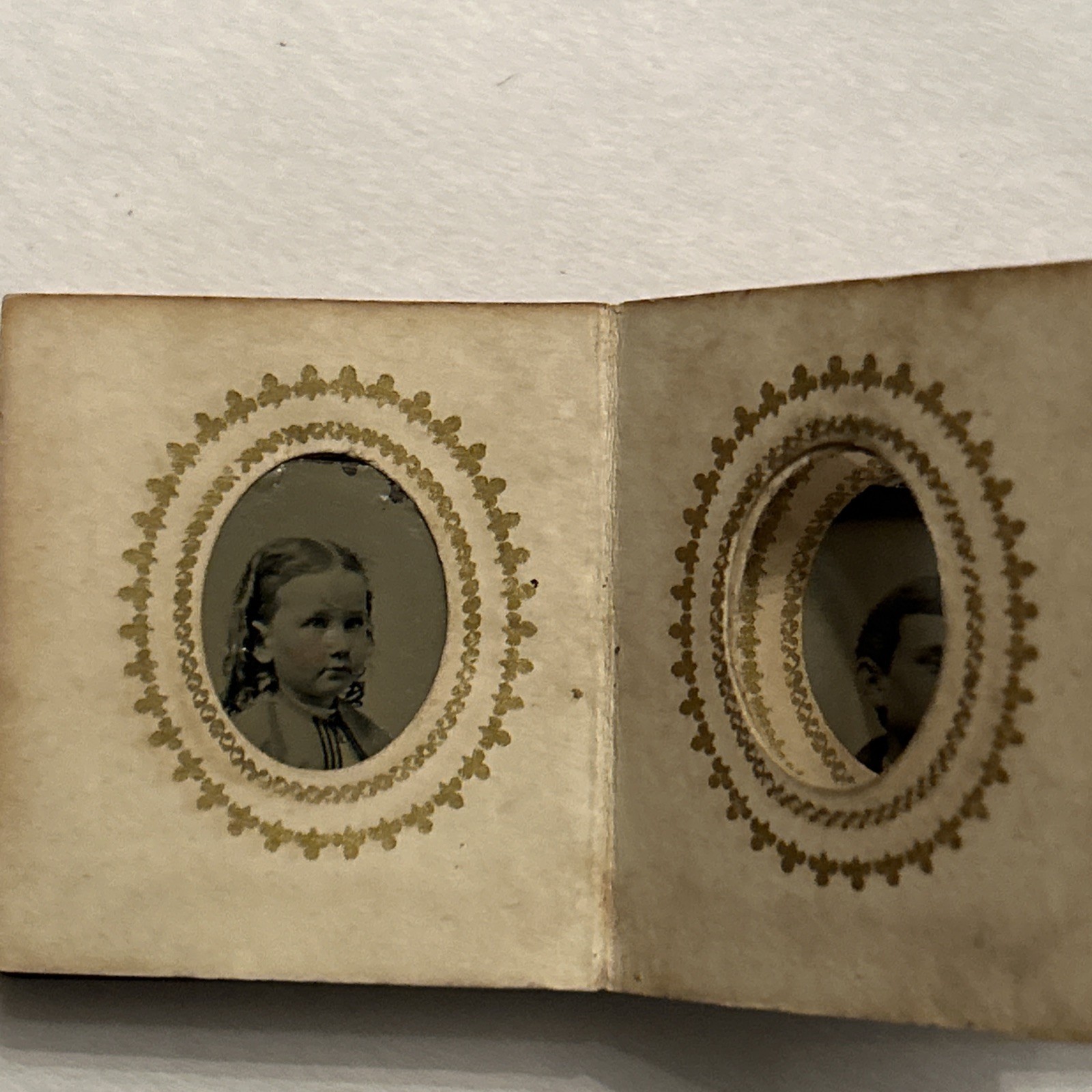 Antique Victorian Miniature Fairy Album w 18 Gem Tintypes Leather Brass Clasp
