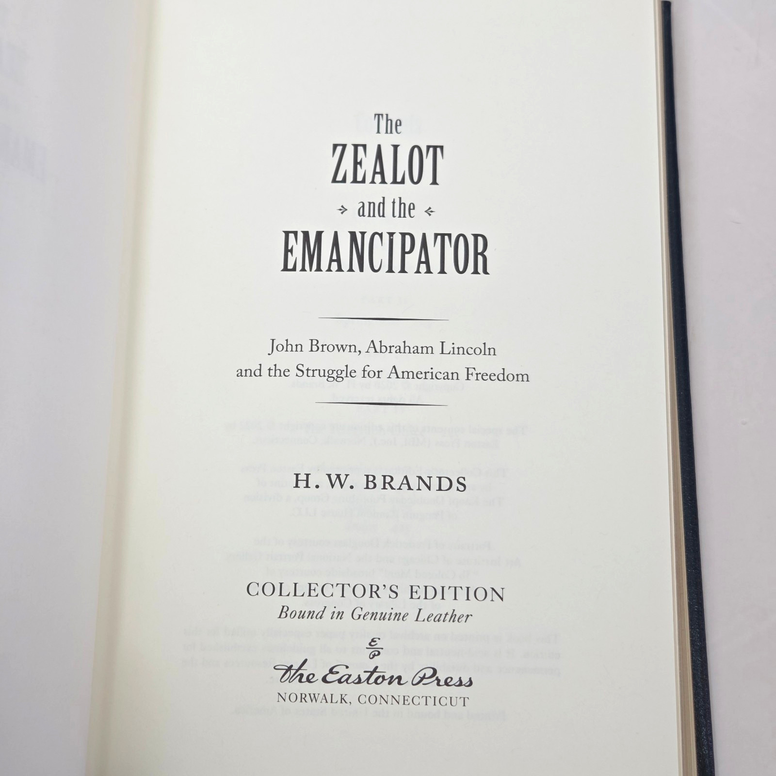 Easton Press Zealot Emancipator Brands Leather Civil War John Brown Abolition