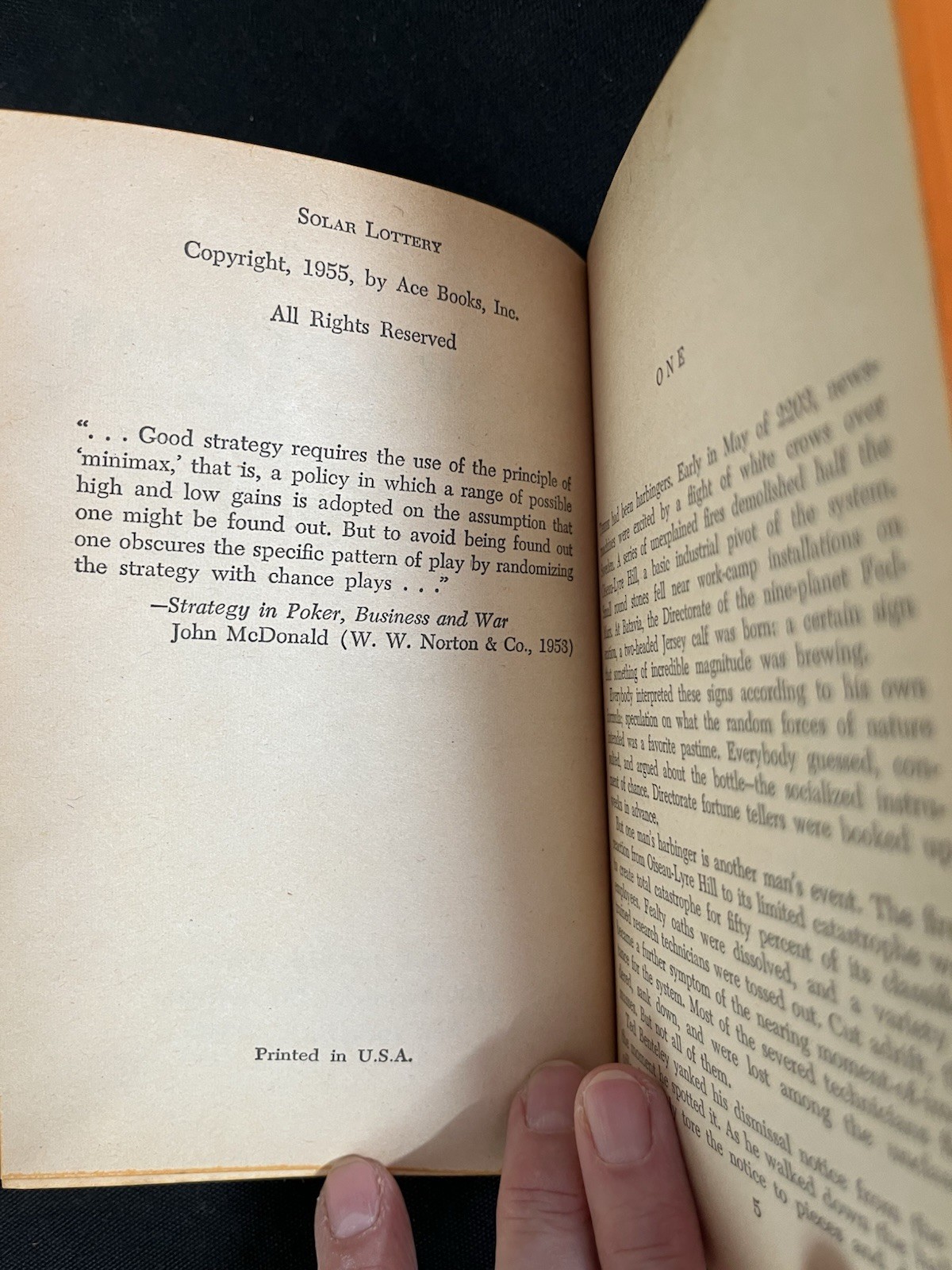 Early Philip K. Dick trio: Crack in Space, Alphane Moon, Solar Lottery, Ace MMs