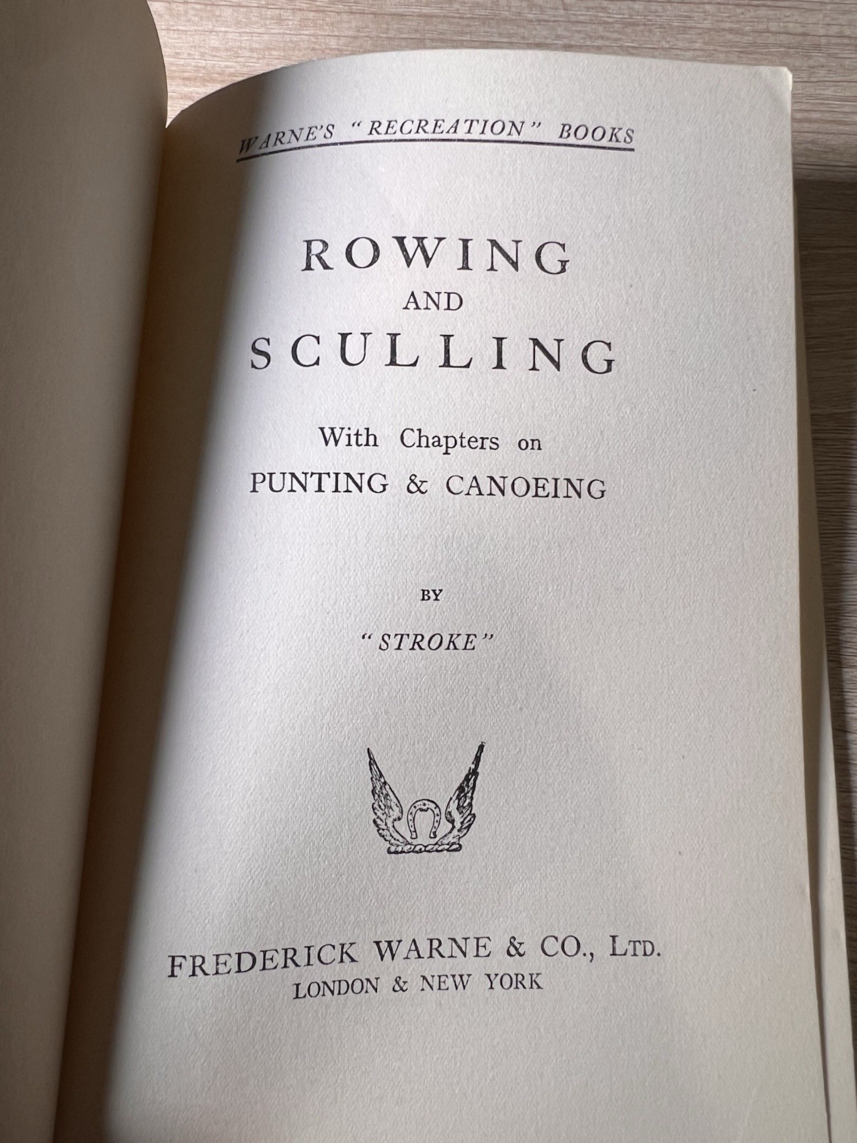 1928 Rowing & Sculling Frederick Warne Recreation Book Punting Canoeing Rare