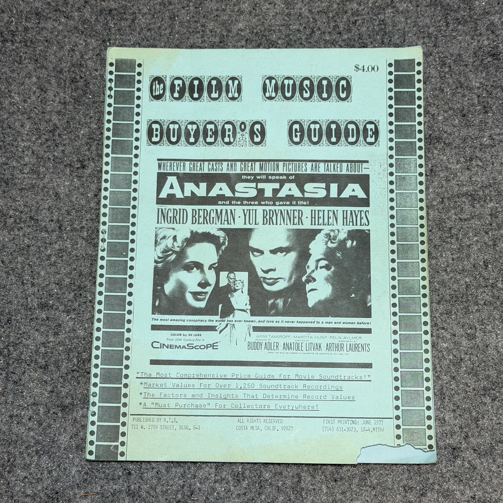 The Film Music Buyer’s Guide 1977 Price Guide Featuring 1956 Film Anastasia