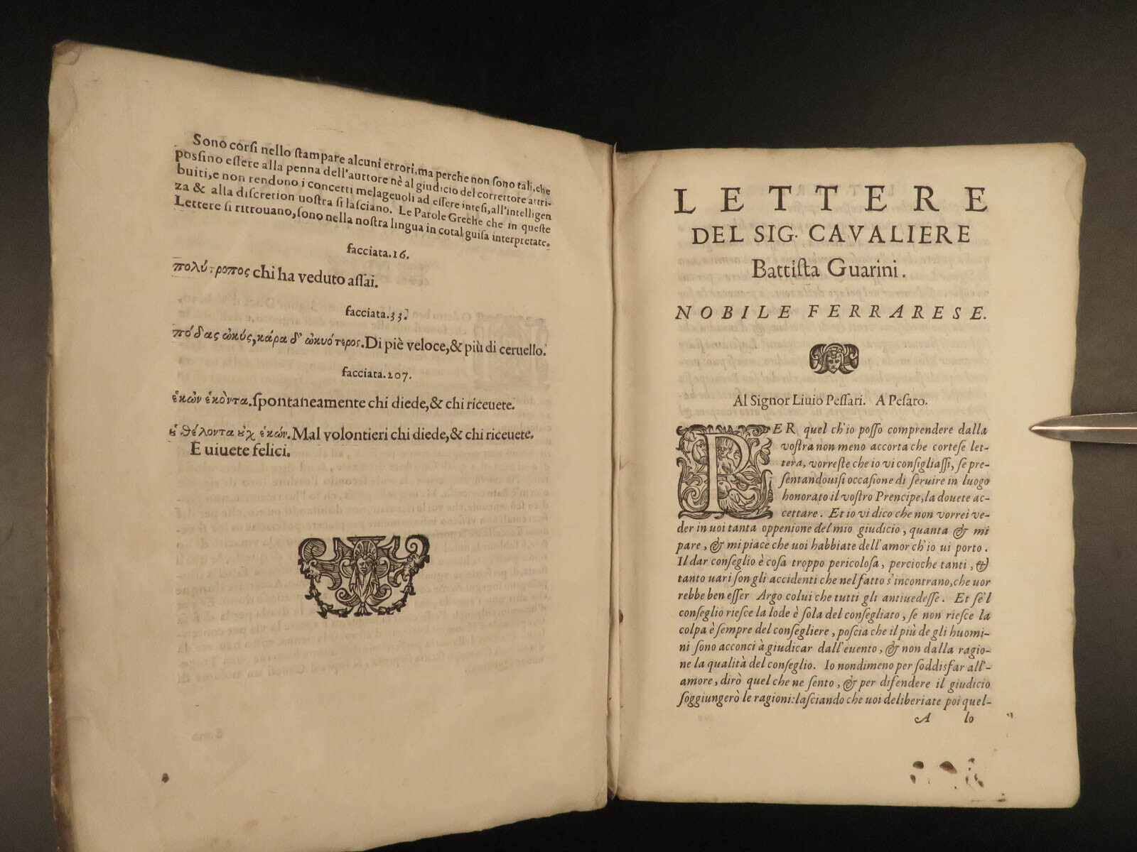 1595 Italian Renaissance Letters Battista Guarini Venice Florence Vellum ITALY