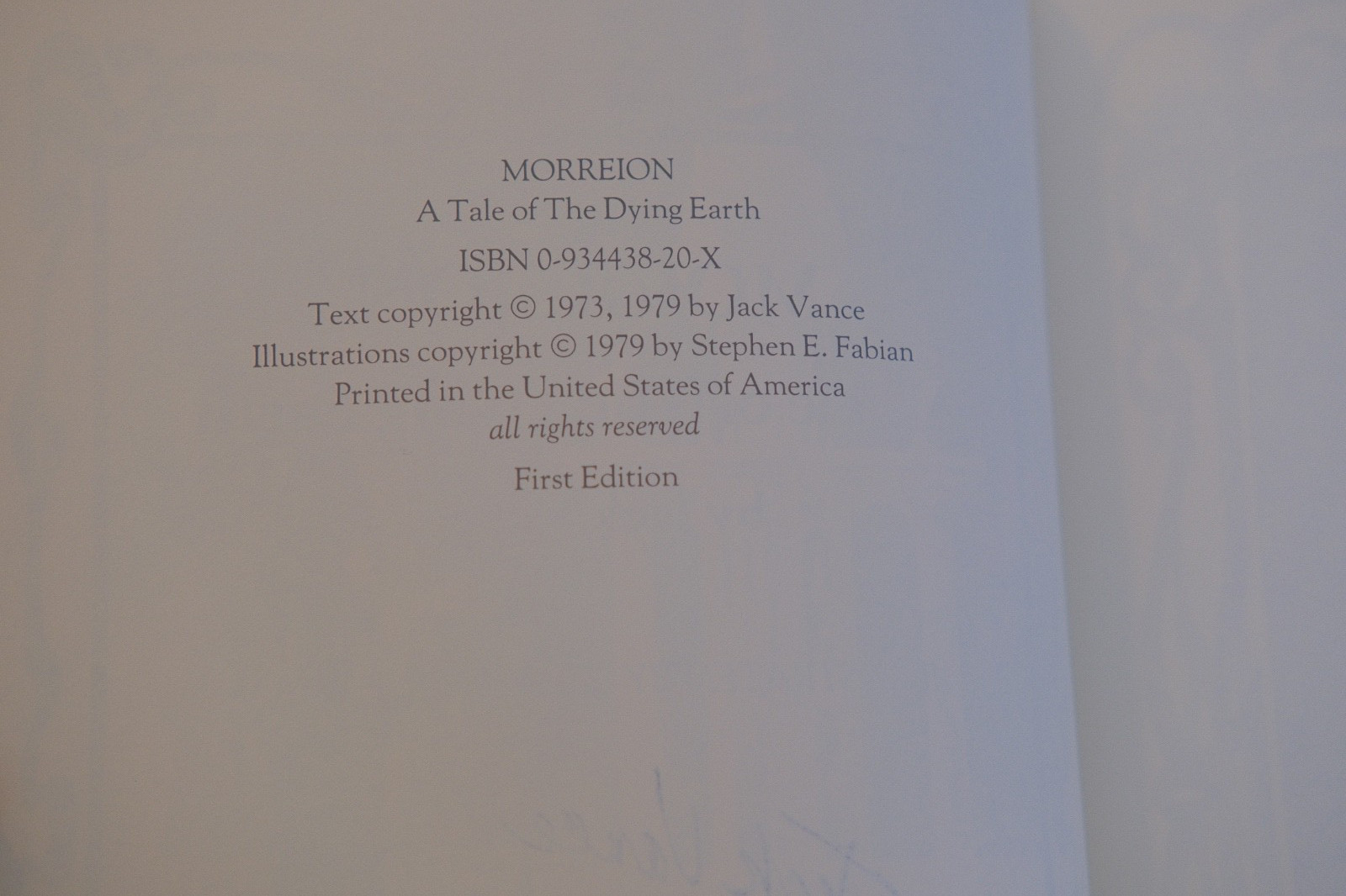 JACK VANCE Morreion A Tale of the Dying Earth SIGNED Ld First Edition 1979 HC DJ