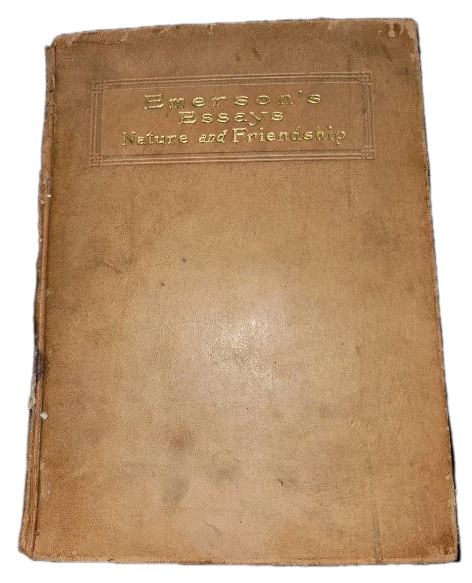 ​Emerson’s Essays Nature and Friendship Vintage Book Leather Cover AntiqueGift