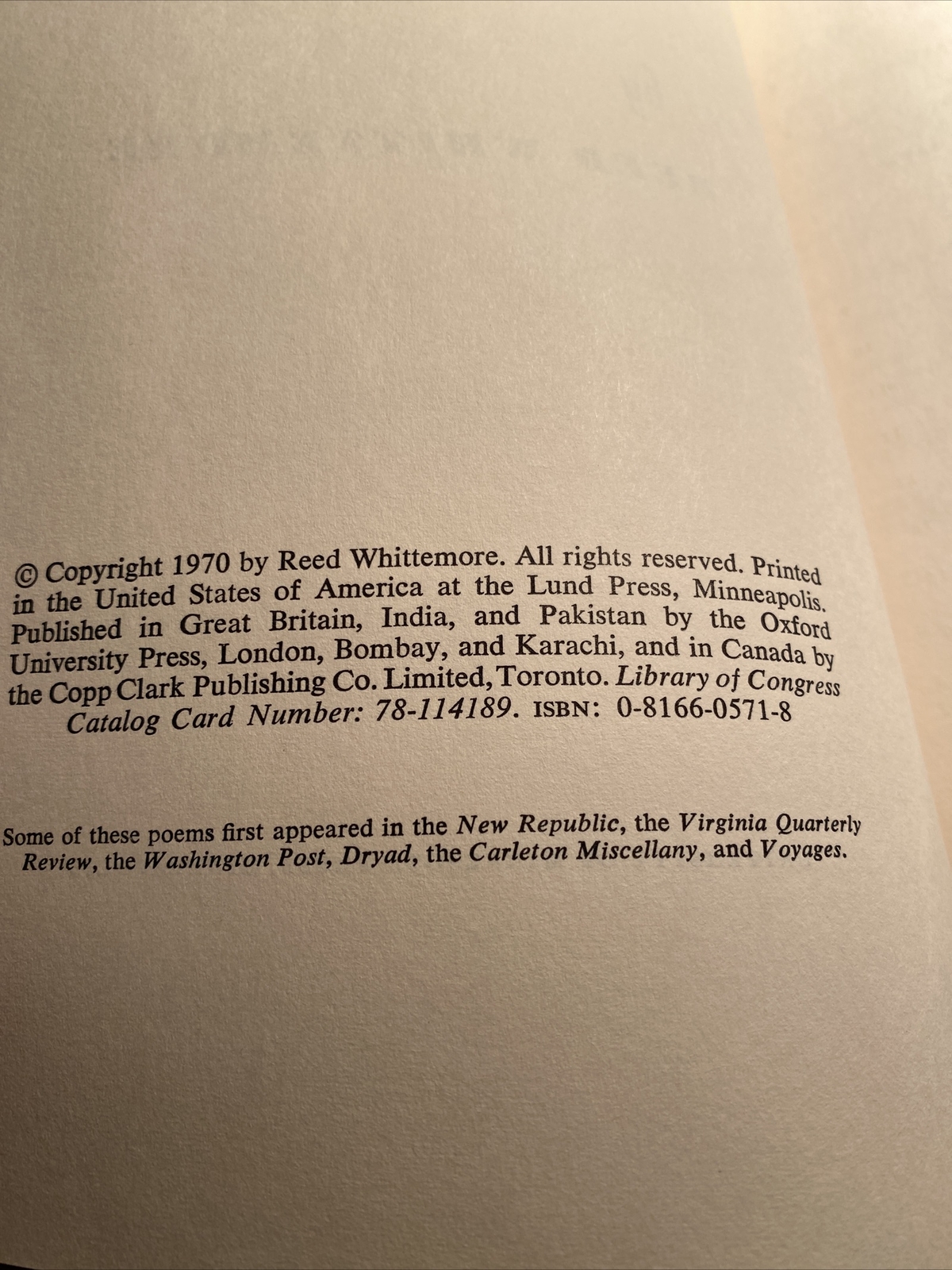 50 Poems 50 1970 By Reed Whittemore X Library ab6