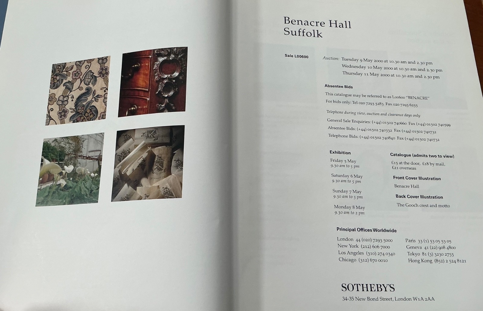Benacre Hall Suffolk Sotheby’s Country House Auction Catalogue & Price List 2000