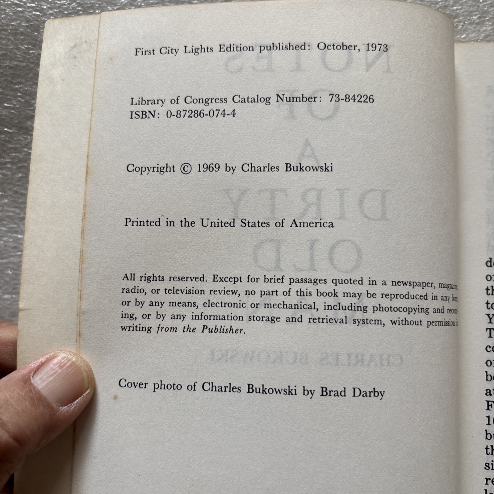 Charles Bukowski Notes of a Dirty Old Man 1st City Lights Edition 1973 Paperback