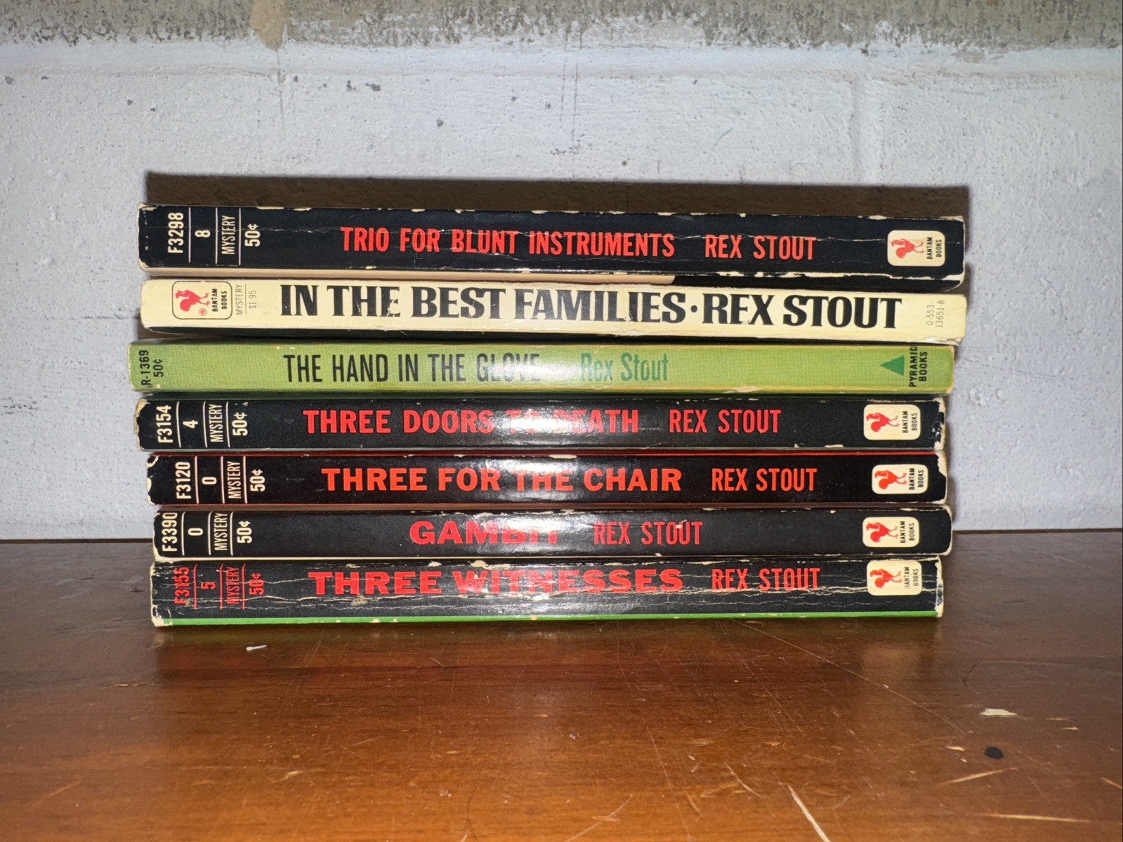 Rex Stout Book Lot (7) 1960’s 1970’s Bantam Books Gambit Three Witnesses ….