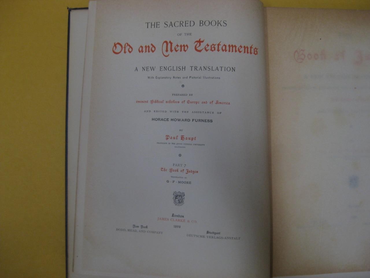 1898 New York THE BOOK OF JUDGES polychrome edition by George Foot Moore
