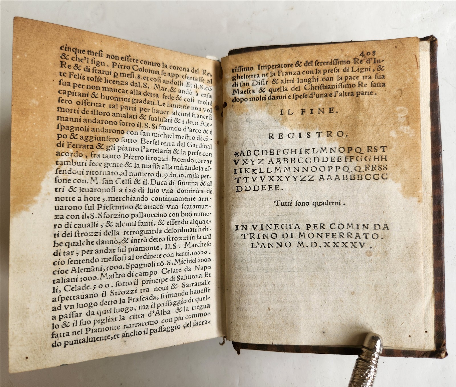 1545 History of events in Italy France Spain Germany & India ANTIQUE 16th cent.