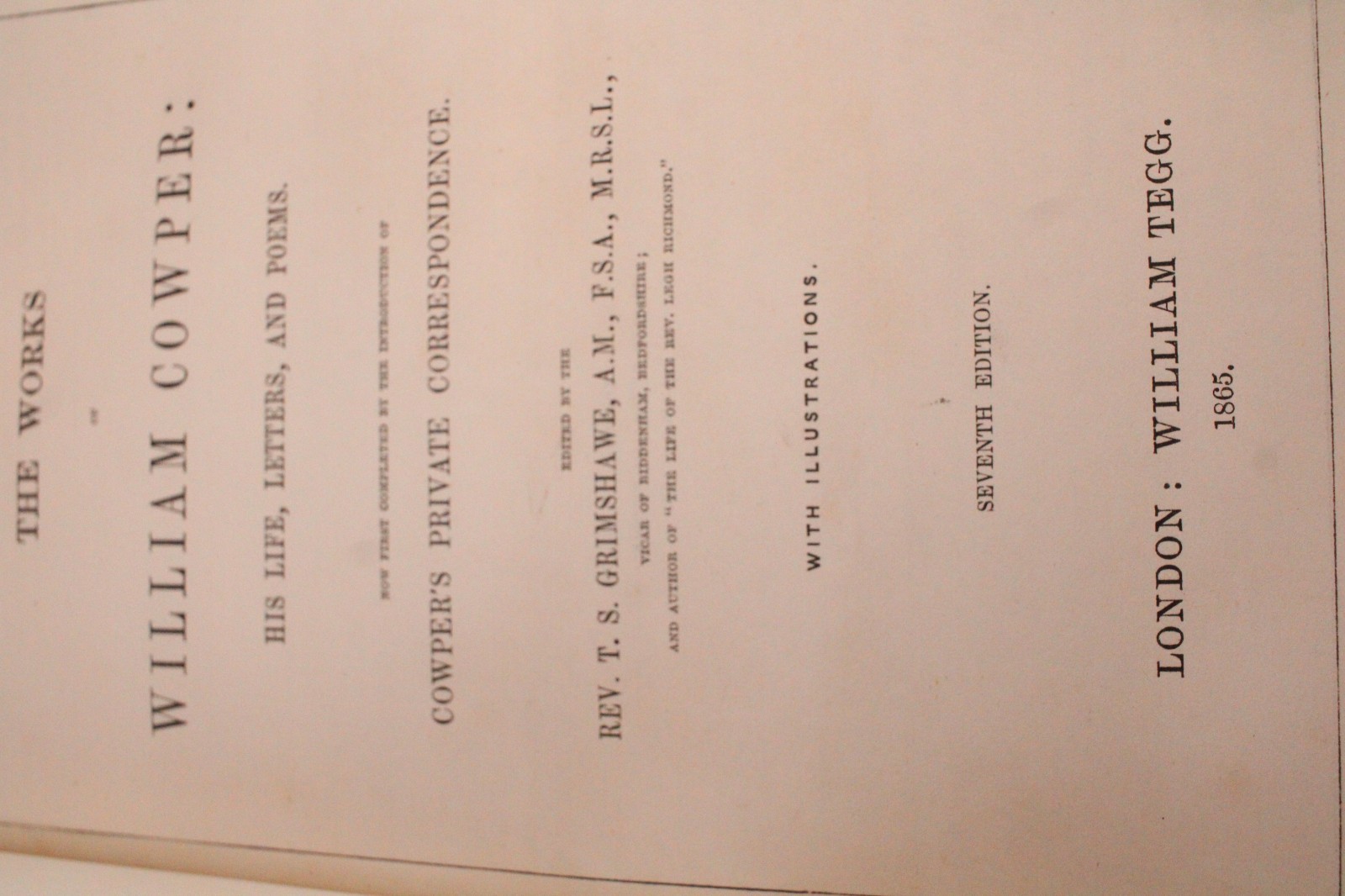 Rare 1865 Cowper’s Life & Works Blue Leather Bound Book