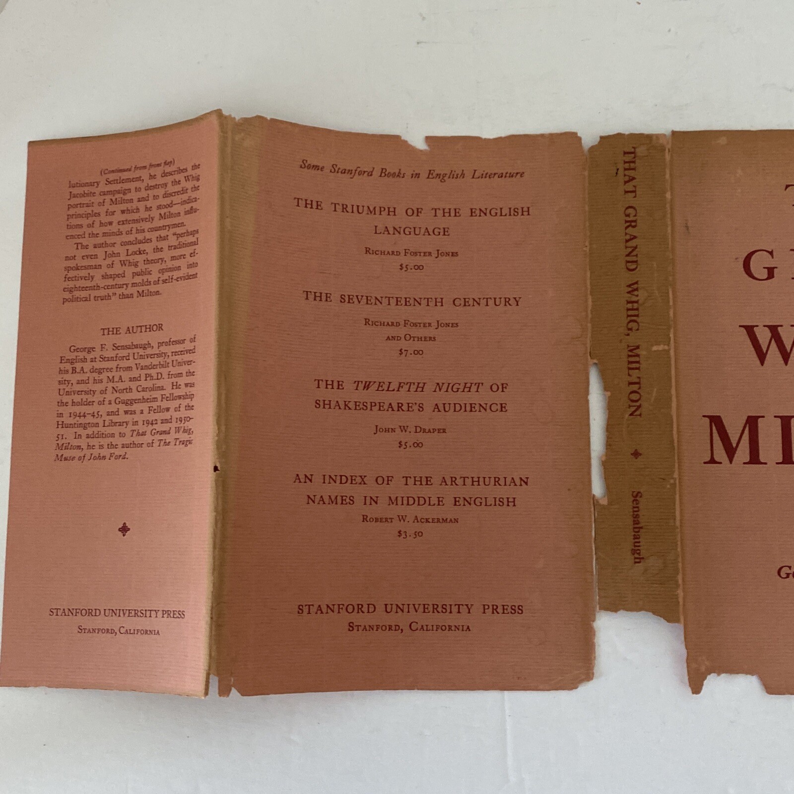 That Grand Whig Milton HC DJ 1952 by George Sensabaugh