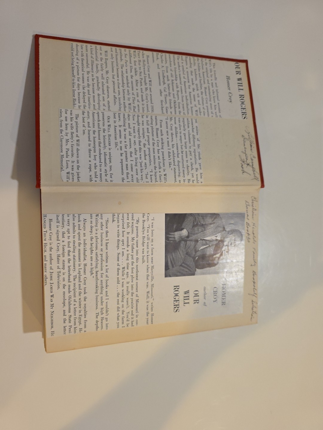 Our Will Rogers Homer Croy 1953 Hardcover Little, Brown