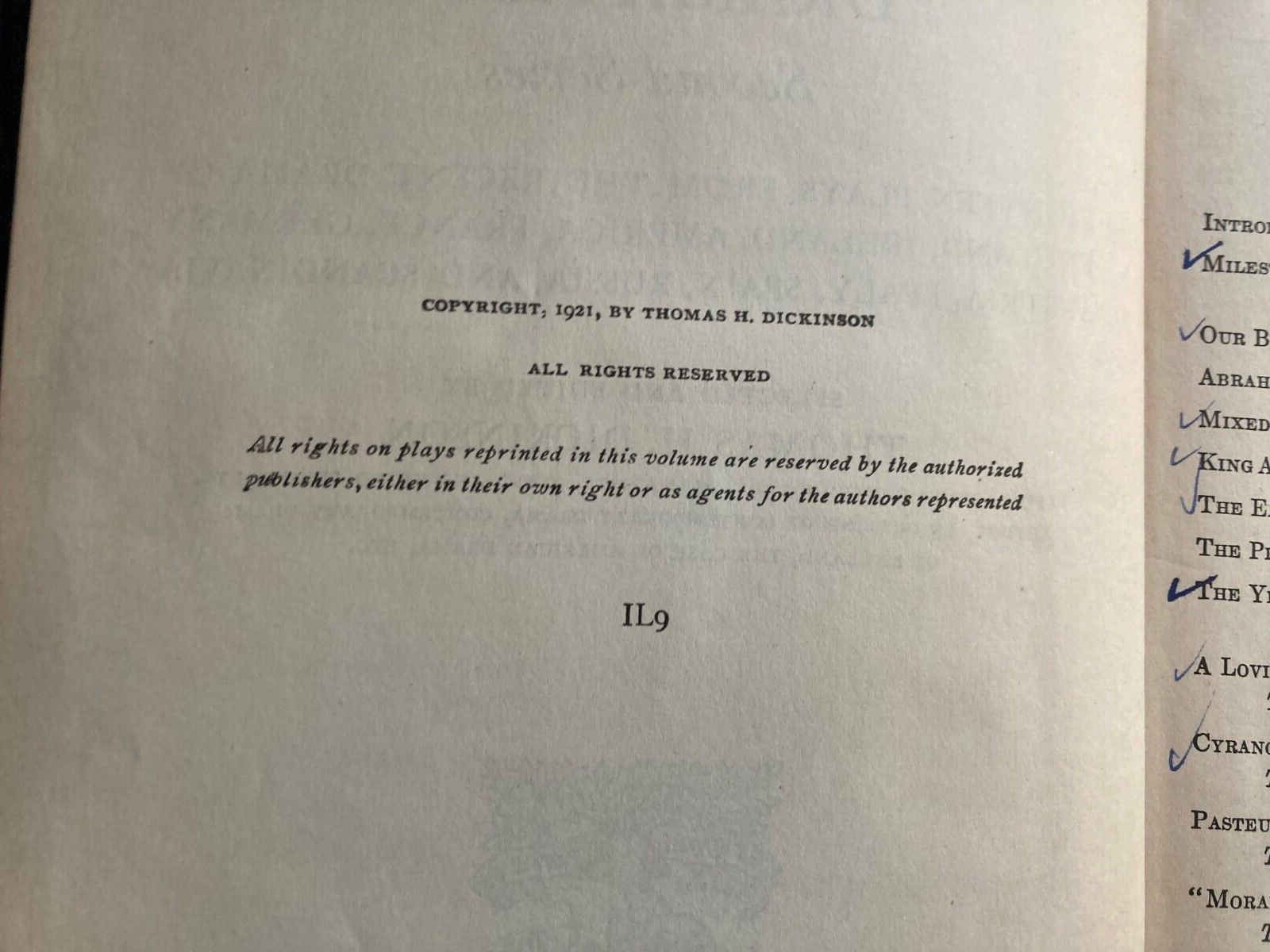 Chief Contemporary Dramatist, 1st and 2nd Series, Thomas Dickinson, 1915/1921,