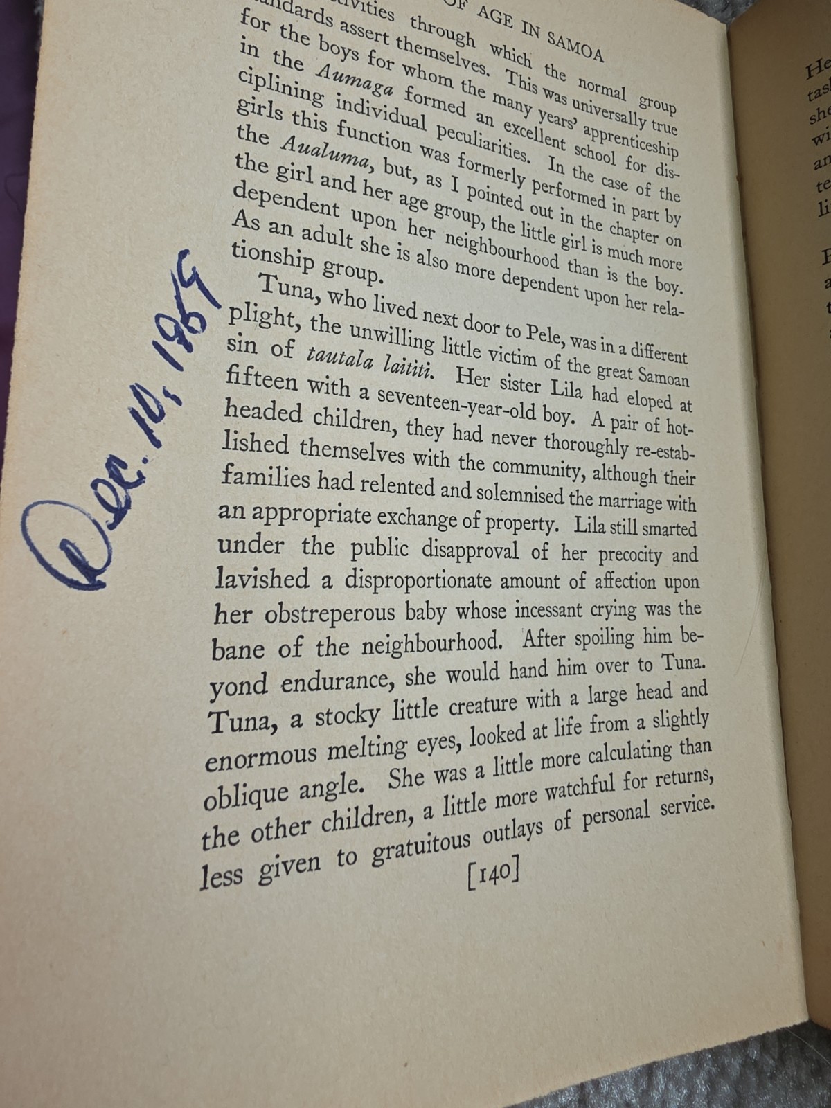 Coming of Age in Samoa Margaret Mead 1932 6th Print Vintage Anthropology HC