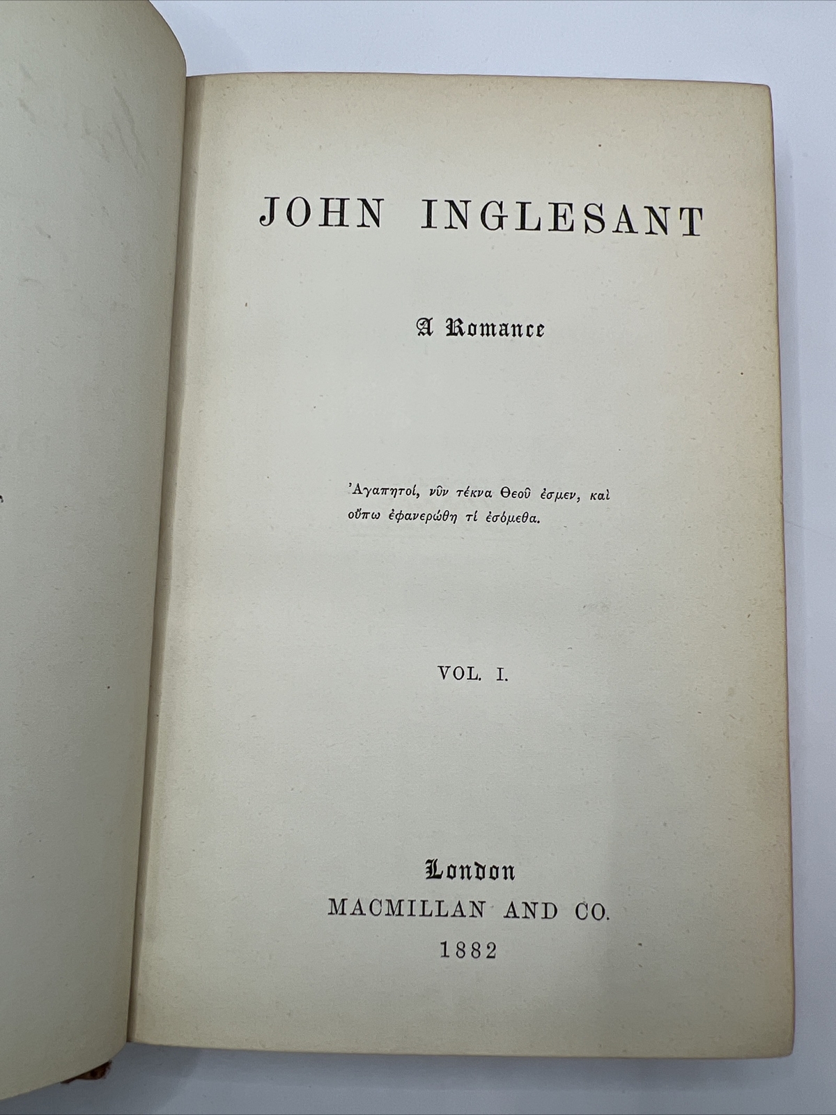 1882 John Inglesant Romantic Novel Morocco Sheffield Binding Vol. 1