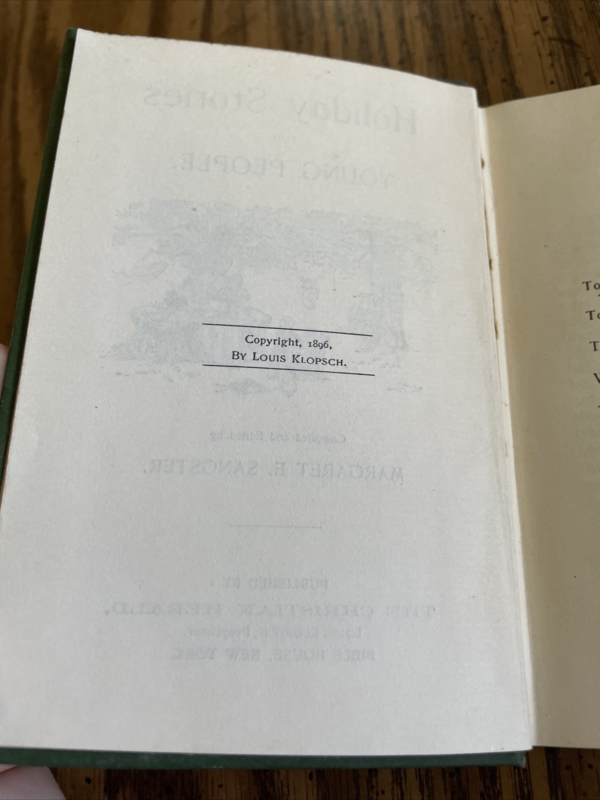 Holiday Stories for Young People, Louis Klopsch 1896 – The Christian Herald -HB