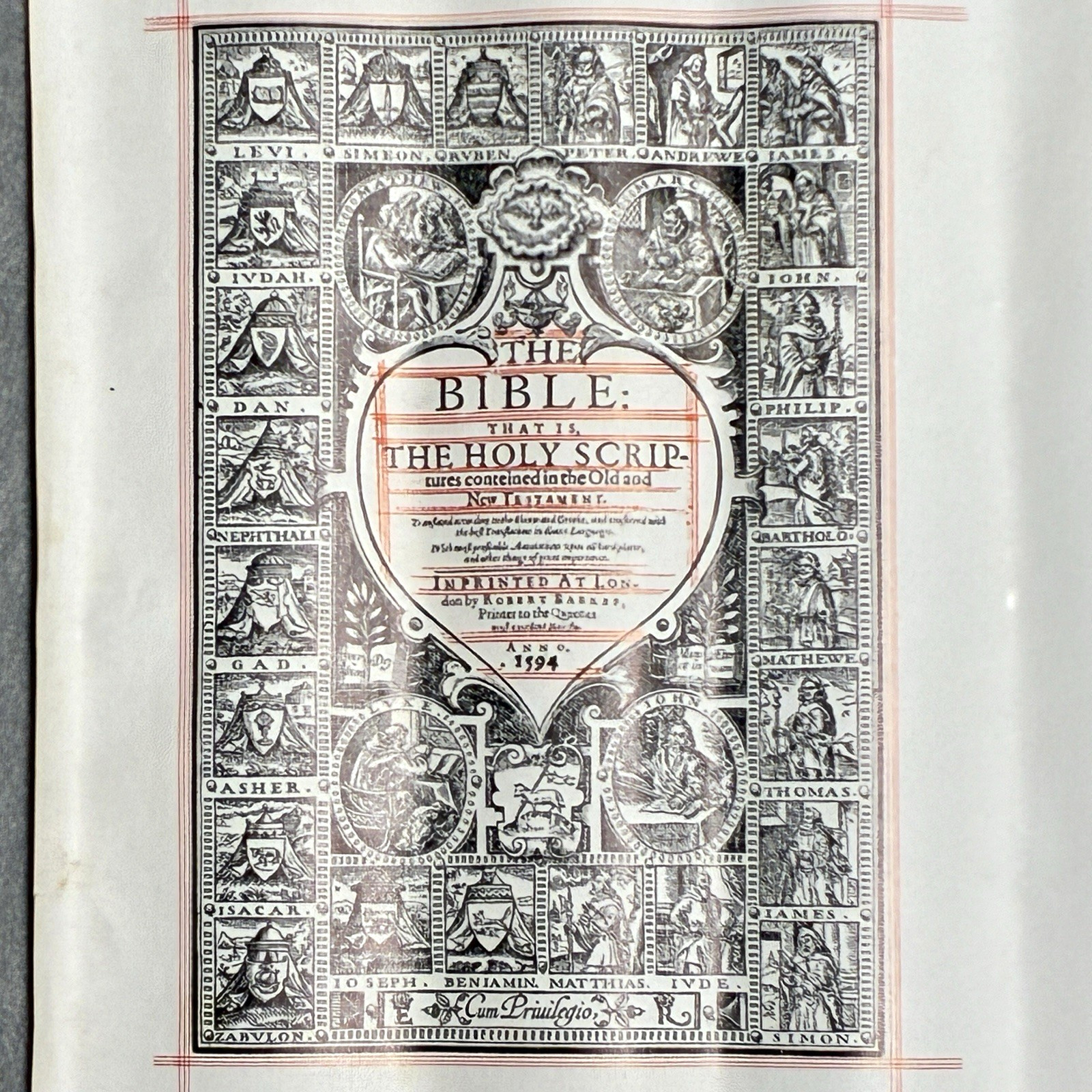 Original 1594 English Bible Leaf — Deuteronomy 9-10 — Robert Barker, London