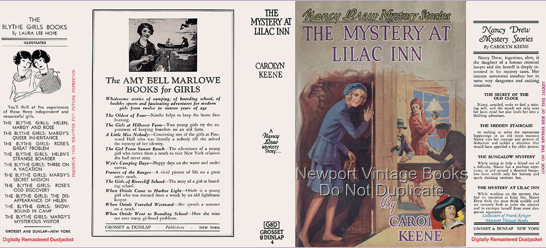 Nancy Drew #4 MYSTERY AT LILAC INN Keene 1930 A-1 1st Print G&D Remastered DJ