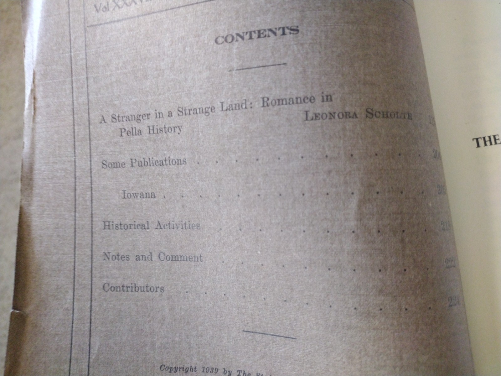 April 1939 Iowa Journal of History & Politics Stranger in a Strange Land Pella