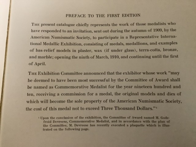 Catalogue Contemporary Medals International Exhibition 1911 Coins Numismatics