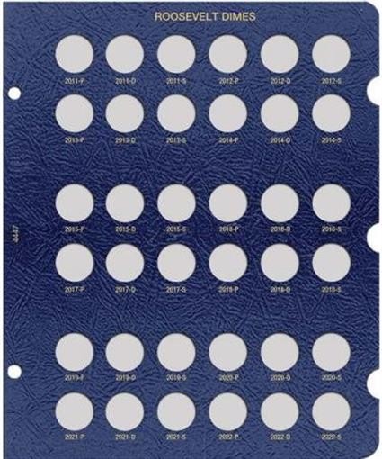 Whitman Blue Coin Album Update Page For Roosevelt Dime 2011 – 2022 New