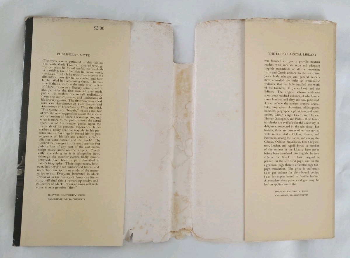 Bernard De Voto Mark Twain At Work 1942 HC DJ 1st Edition/ Printing Rare Defect