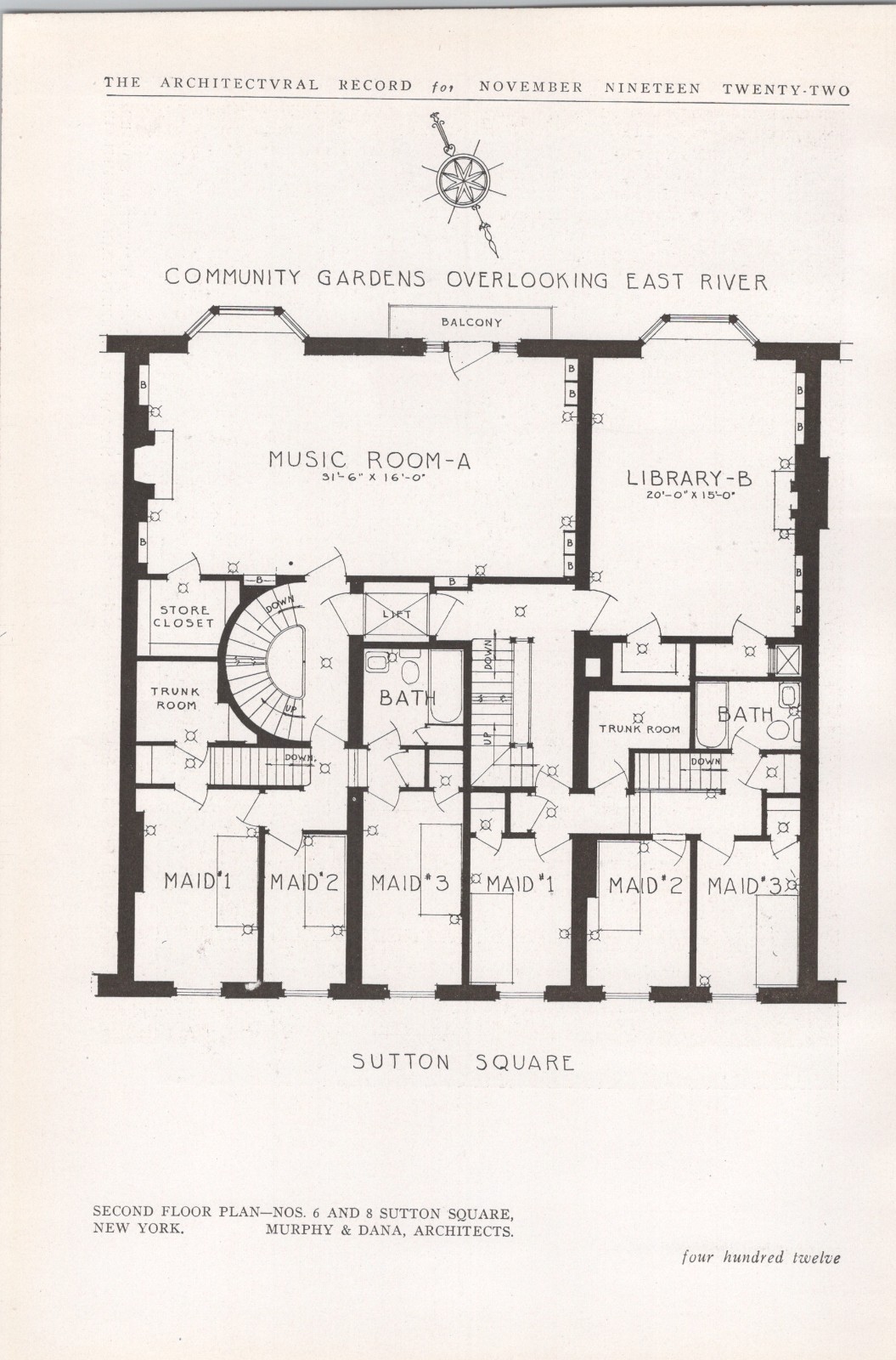 1922 * 6 Sutton Square 8 Sutton Square New York NY * Murphy & Dana Architects