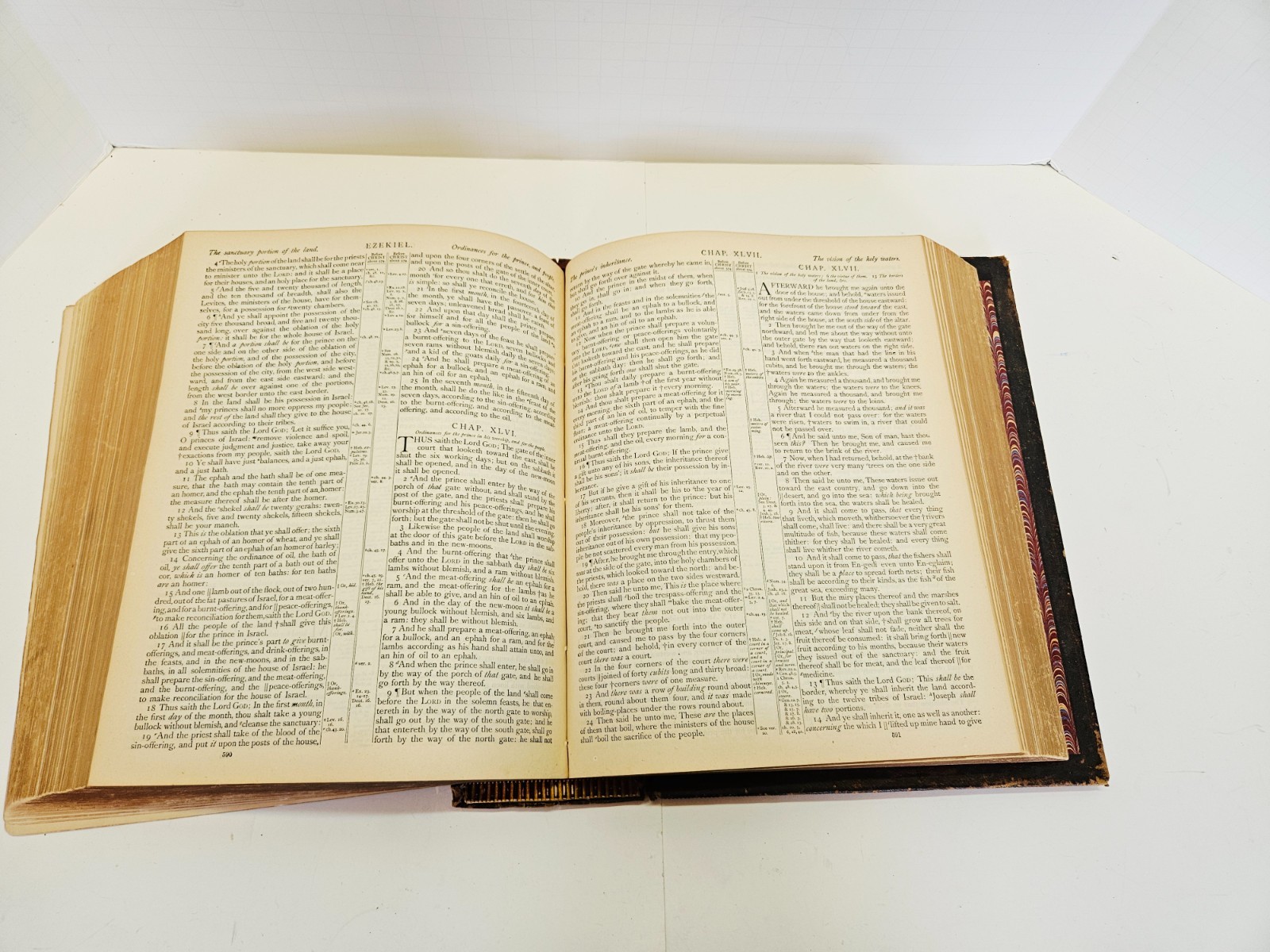 Antique 1800’s Holy Bible Ornate Embossed Leather Hardcover Family Bible Vintage