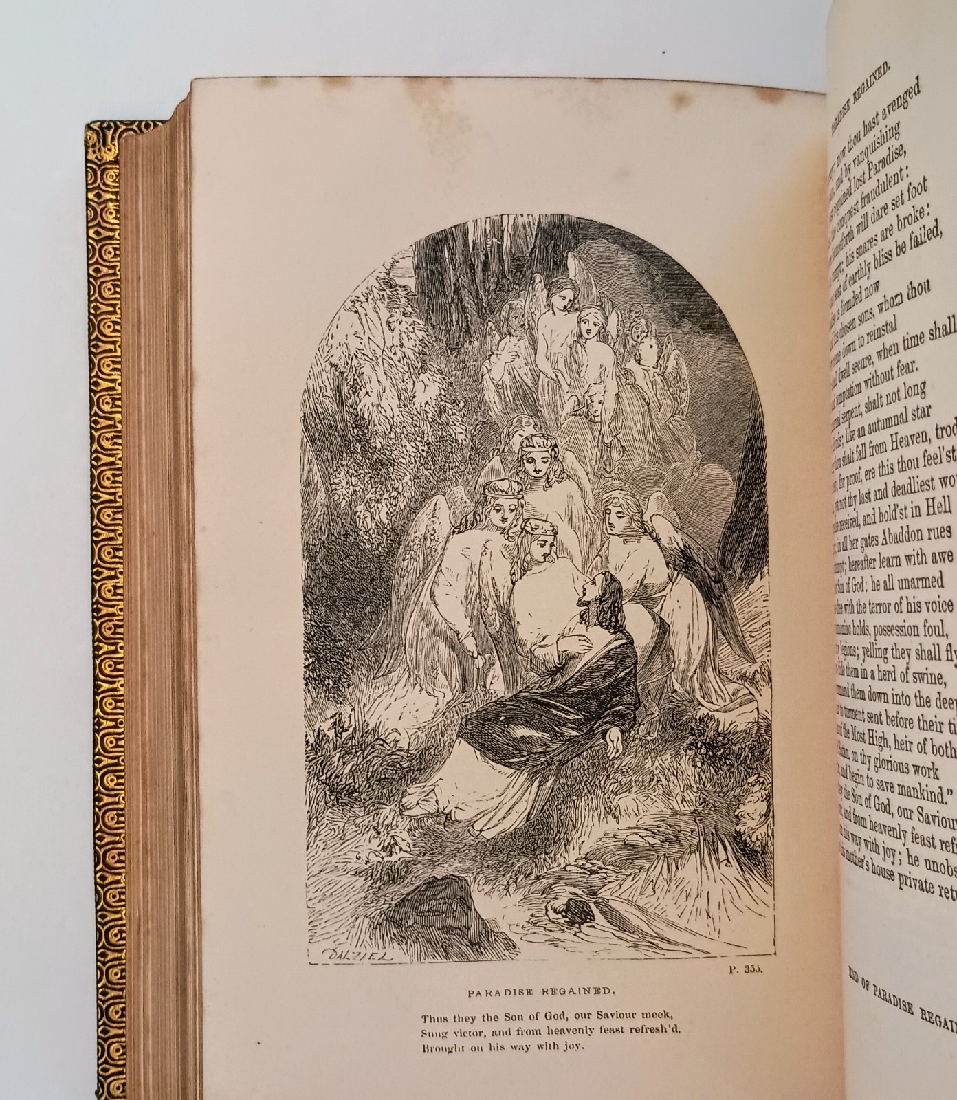 1866 The Poetical Works of JOHN MILTON, Illust, Fine Binding, Paradise Lost, VG
