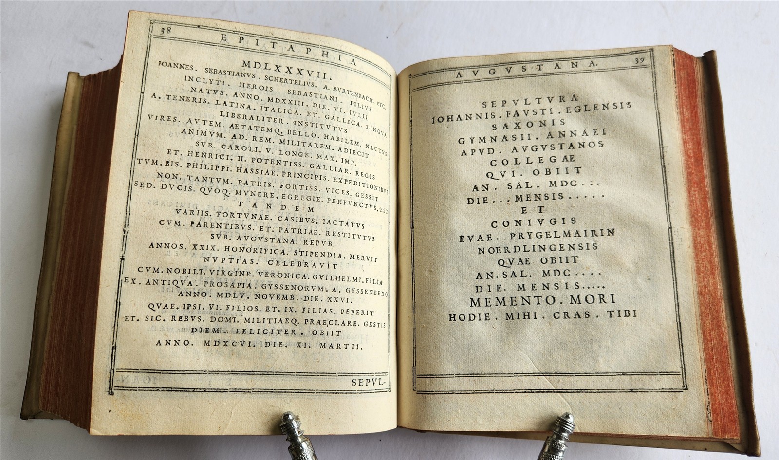 1624 FUNERAL INSCRIPTIONS – EPITAPHS in AUGSBURG GERMANY antique VELLUM BINDING