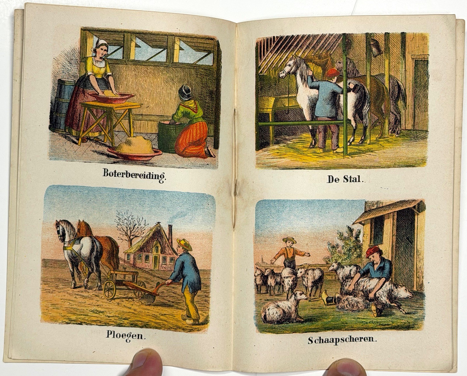 1880 HET BOERENLEVEN DUTCH CHILDRENS BOOK DE HAAN EMRIK BINGER COLOR LITHO