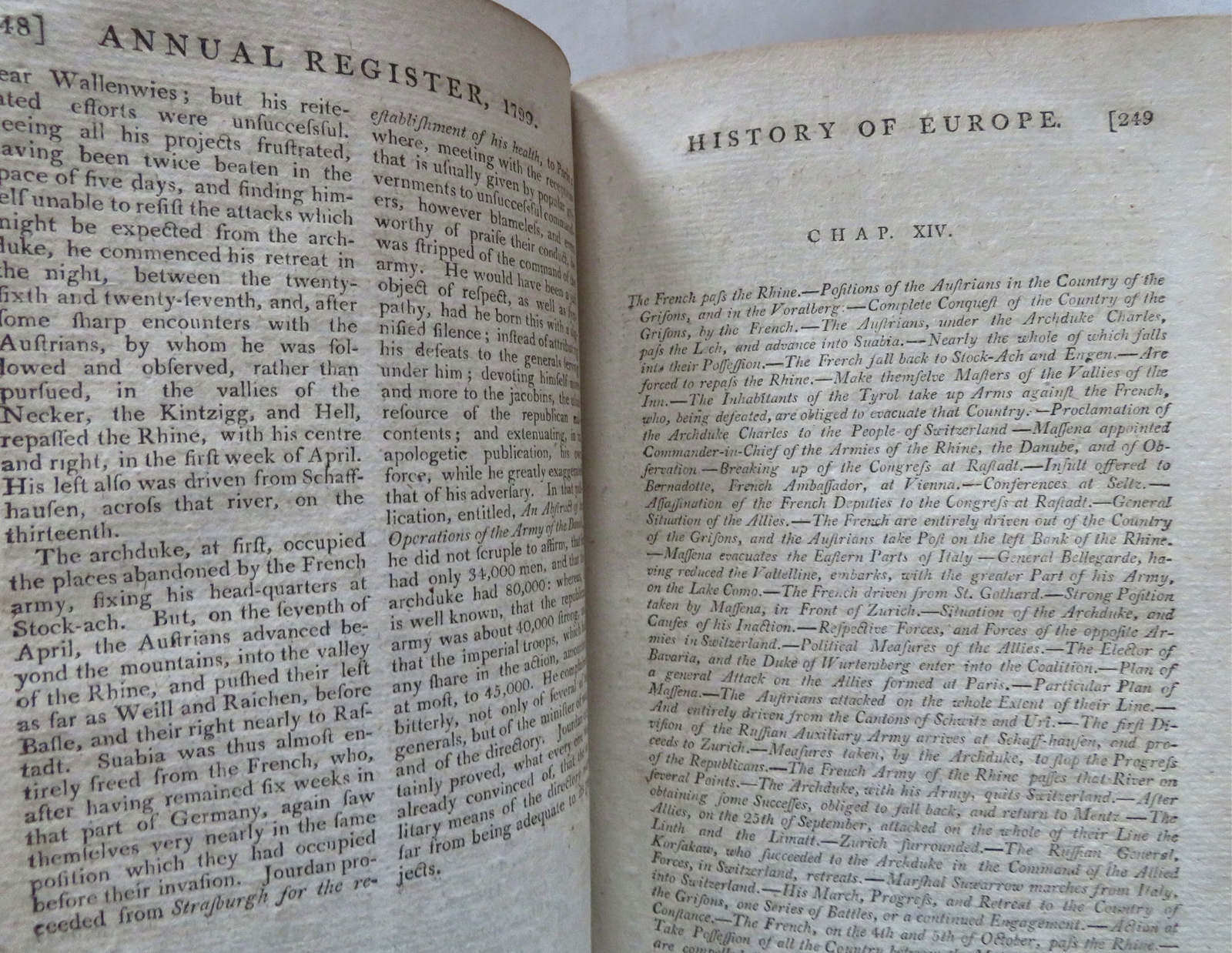 Annual Register 1799 European History Politics Literature people leather book